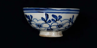 Yaozhou Celadon Blue and White Orchid Tea Bowl 耀州瓷 青花 兰花 茶碗