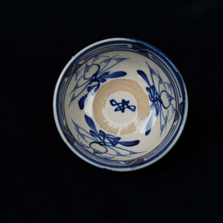 Yaozhou Celadon Blue and White Orchid Tea Bowl 耀州瓷 青花 兰花 茶碗