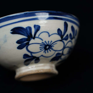 Yaozhou Celadon Blue and White Orchid Tea Bowl 耀州瓷 青花 兰花 茶碗